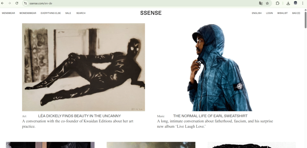 Screenshot ssense.com